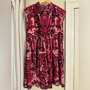 Free people velvety purple pink sleeveless tie around neck dress